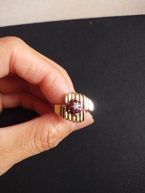 14kt Gold  Ring with ruby and diamond
